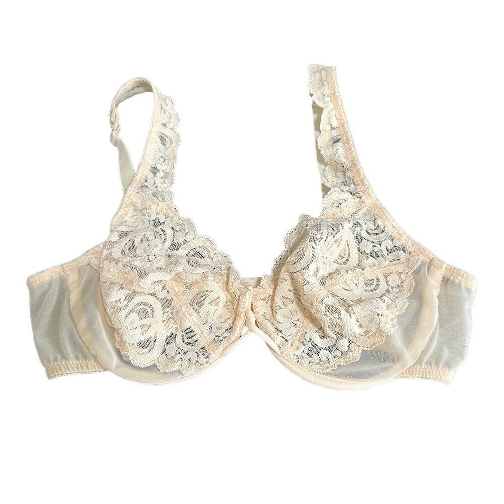 Victoria's Secret‎ Womens Pink Nude Floral Lace Sheer Underwire Bra 34C Sexy